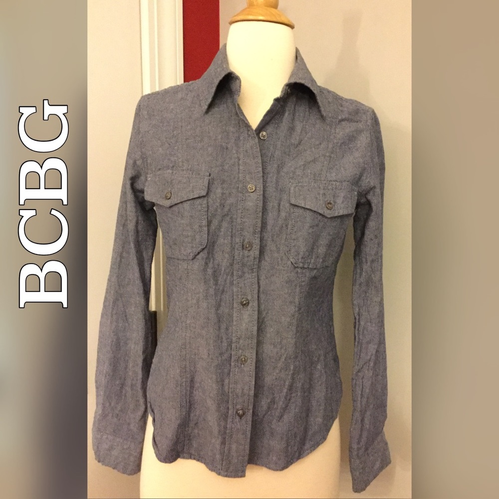 NWOT BCBGeneration Blue Button Down Top Size Small